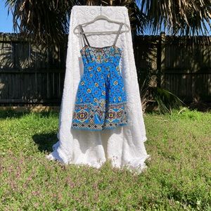 Nanette Lepore Strapless Blue Print Dress | 0